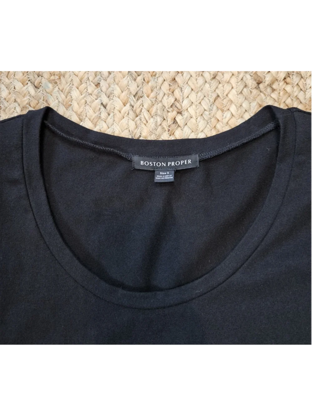 Boston Proper Lacey Black Long-Sleeve Top Shirt S